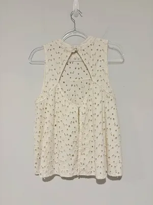 Free People Eyelet Keyhole Tank Top Ivory size Large‎ thumbnail 3