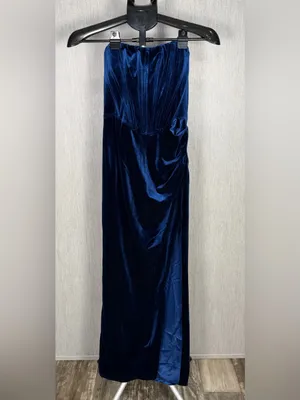 Bardot Navy Velvet Strapless Column Dress Size XS thumbnail 7