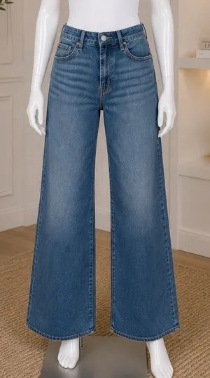 Old Navy Womens Jeans Wow Wide Leg High Rise Medium Wash Blue 6 thumbnail 1