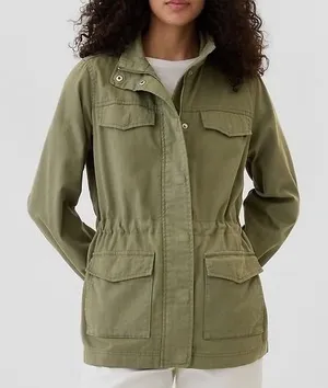 Gap Green Utility Jacket Women's Large Full Zip Button‎ Pockets Cotton Casual thumbnail 1