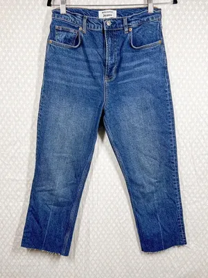 Reformation Dark Wash Liza Ultra High Rise Straight Crop‎ Jeans thumbnail 1