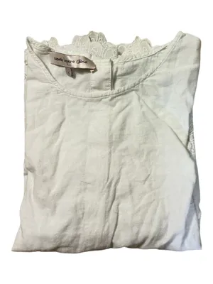 Nanette Lepore Swim White Eyelet Lace Blouse Size Small Long Sleeve Button Back thumbnail 3