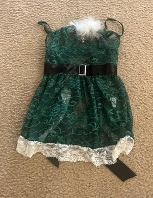 C579 Santa babygirl green top sexy dress no panty xs thumbnail 1