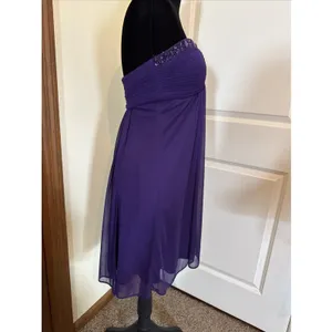 Xscape By Joanna Chen Purple Beaded Strapless Chiffon Mini Dress Sz 4 Homecoming thumbnail 3