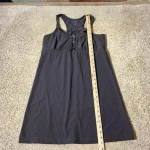 Athleta Gorpcore Racerback Mini Dress Brown Button‎ Front Drawstring Sz 2 221738 thumbnail 5