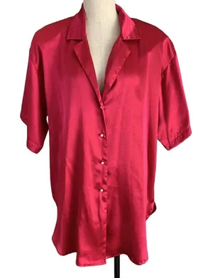Vintage Victorias Secret Womens‎ Medium Night Shirt Pink Gold Label Faux Pearl thumbnail 1
