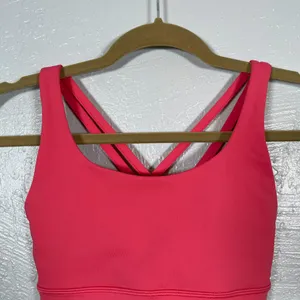 Lululemon Women 4 Coral Pink Energy Sports Bra Long Line Strappy Athleisure thumbnail 3