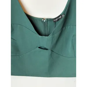 PrettyLittleThing Shirt Women 30 Teal Green Plus Size Woven Bralet Crop Top‎ NWT thumbnail 5