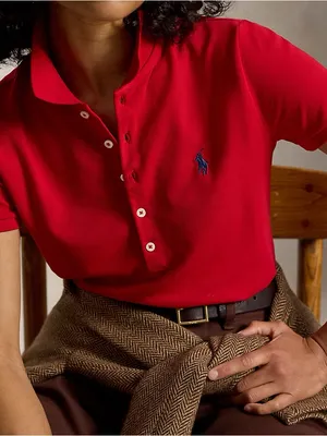 Ralph Lauren Vintage Slim Fit Polo Shirt | Size: M | Red thumbnail 2