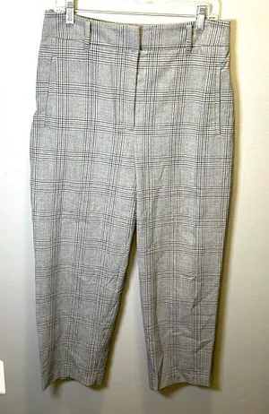 Wilfred Aritzia Women's Light‎ Gray Plaid Trouser Pants Size 12 thumbnail 1