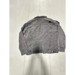 Highway Jeans Distressed Denim Jacket Washed Black Gray Trucker Mens Small thumbnail 2