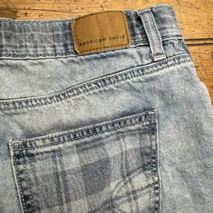 American Eagle Denim Shorts Women's 0 Blue Highest Rise Mom Plaid Print‎ thumbnail 2