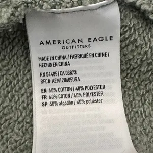 American‎ Eagle Oversized Hoodie Womes M Sage Green Lace-Up Cotton Casual Lounge thumbnail 5