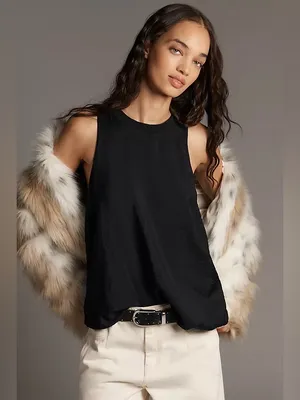 NWT By Anthropologie Shimmer Bubble Hem Top Black Medium thumbnail 6