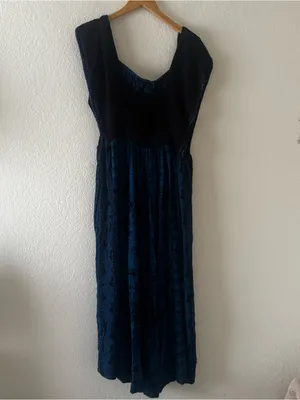 Free People In Search of Paradise Blue & Black Midi Dress thumbnail 4