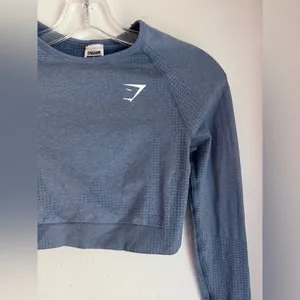 Gymshark Vital Seamless 2.0 Blue Long Sleeve Crop Top thumbnail 5