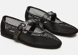 Steve Madden Lucia black mesh ballet flats with buckle detail NO BOX thumbnail 1