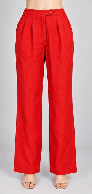 Vintage Alex Red Linen Pants High Waist Size 6 27” Inseam thumbnail 1