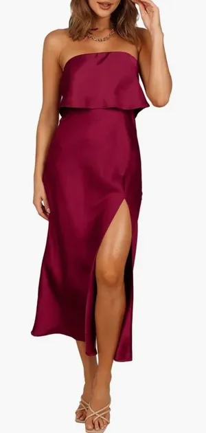 Petal and Pup Bec + Bridge Vienna Popover Strapless Satin Midi Dress Size Us XL thumbnail 1