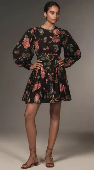 Rhode XS Jenny Mini Dress in Black Floral thumbnail 1