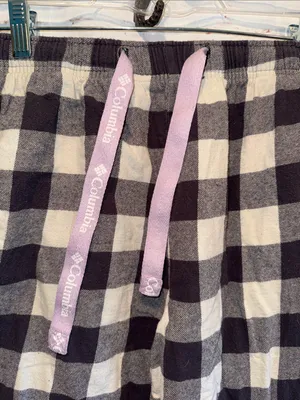 Columbia Black White Buffalo Check Small pajama Pink Drawstring waist pull on thumbnail 2