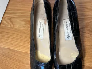 Etienne Aigner Cadiz Shoes Womens Size 7.5 Black Croc Pumps Square Toe thumbnail 13