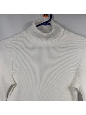 Lauren Ralph Lauren S White Ribbed Turtleneck Sweater thumbnail 2
