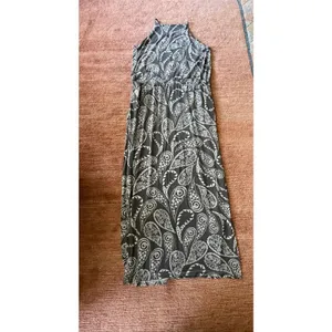 Next Petite Gray Ivory Paisley Maxi Dress Size 8 Tie Waist Pockets thumbnail 9