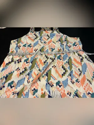 Anthropologie Pastel Multi Geometric Crossback Mini Sundress size Large thumbnail 13