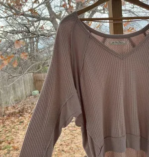 Free People We The Free Santa Clara Thermal Top Tan Size XS thumbnail 5