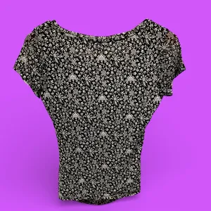 Cute mesh floral vines v-neck ruched top INC maximalist Y2K vibes stretchy thumbnail 3
