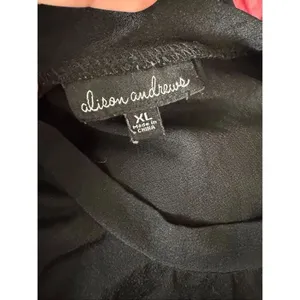 Alison Andrews Black Top XL Floral Puff Sleeve Blouse Stretchy Casual Workwear N thumbnail 5