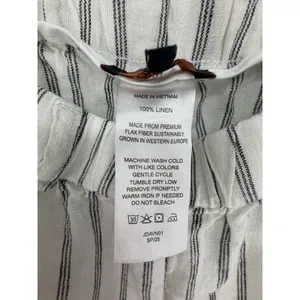 Quince Linen Pants Striped Small White Black Elastic Waist Pockets Sustainable thumbnail 12