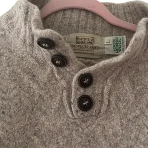 Aran Sweater Market 100% Merino Wool Funnel Neck Pullover Sweater Size L thumbnail 6