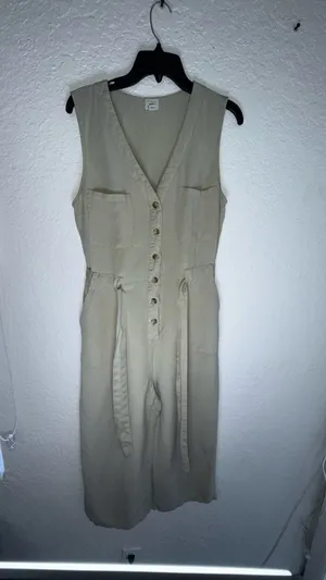 A New Day Linen Blend Sleeveless Jumpsuit - Tan/Oatmeal - Size Small thumbnail 6