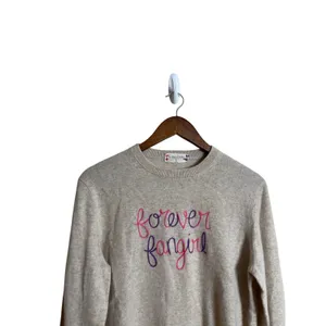 HumanUnion Custom Cashmere Crewneck Sweater "Forever Fangirl " Womans Small thumbnail 5
