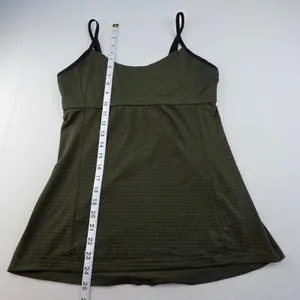 Athleta Chi Mesh Tank Top Olive Green Strappy Back Built in Bra Size Medium thumbnail 10