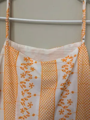 NWT CeCe Embroidered Cotton Maxi Dress White Orange Floral Size 10 thumbnail 9