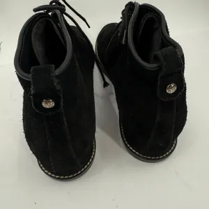 Stuart Weitzman Rove Boots Size 7.5 Black Suede Ankle Lace Up Leather Luxury thumbnail 11