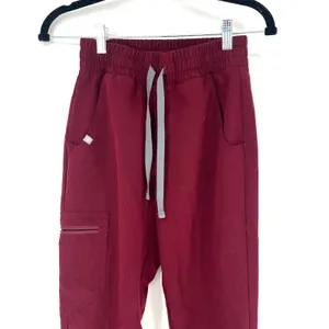 FIGS Zamora Jogger Scrub Pants Burgundy Drawstring XXS Women's thumbnail 9