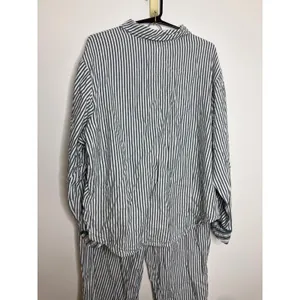 PINK Pajama Set Womens XL Green White Striped Excellent Velvet Trim Cotton Blend thumbnail 8