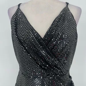 Grace Karin Silver Sequin Dress Sz L Mob Wife Holiday Clubwear Ruched Sparkly thumbnail 2