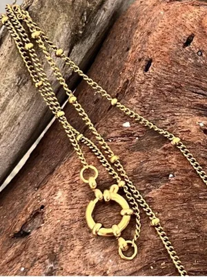 18K gold plated stainless steel Charm Holder necklace Ball Womens Jewelry thumbnail 8