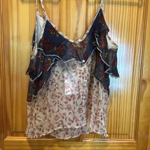 Free People ‘All Things Sheer’ Floral Camisole Tiered Tank Sheer Top Purple M thumbnail 7