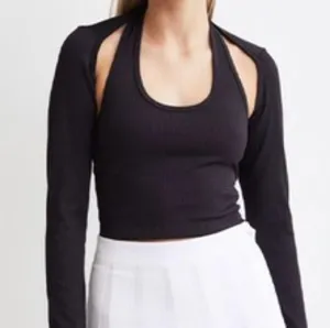NWOT H&M bolero rib knit beige shoulder sleeve top xs thumbnail 3