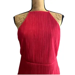 Boohoo Hot Pink Plisse High Neck Open Back Mini‎ Dress Going Out Clubwear US 6 thumbnail 2