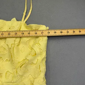Bardot Yellow Guipure Lace Sheath Midi Dress 12 XL Square Neck Spaghetti Straps thumbnail 3