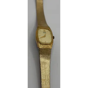 Seiko Quartz Ladies Watch Gold Tone Rectangle Case Textured Band‎ 387034 thumbnail 4