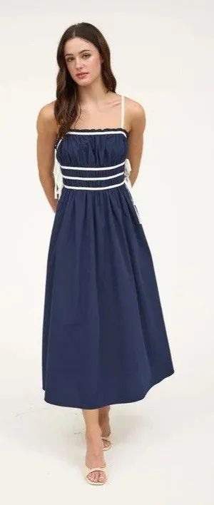 Women's Blue Sleeveless Dress Size L 100% Cotton thumbnail 1
