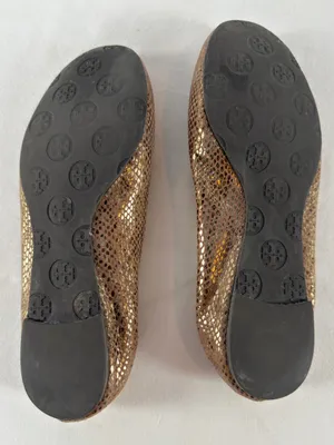 Tory Burch Snake Embossed Large Metal Logo Ballet Flat in Light Brown Gold 8.5 thumbnail 10